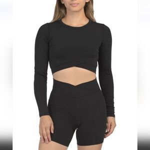 L*Space Black Long Sleeve Aim High Crop Top XS NWT